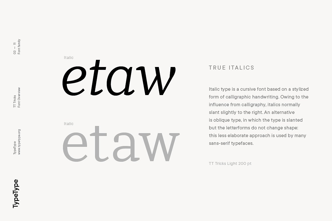Przykład czcionki TT Tricks ExtraBold Italic