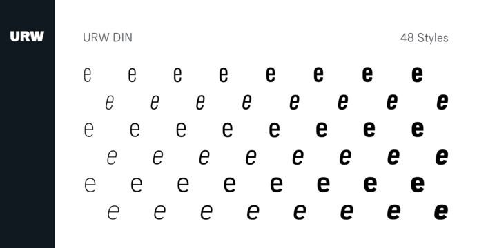 Przykład czcionki URW DIN Condensed Italic