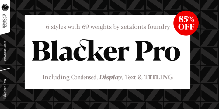 Przykład czcionki Blacker Pro Display Condensed Medium Italic