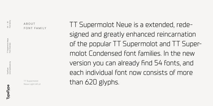 Przykład czcionki TT Supermolot Neue Expanded Thin Italic