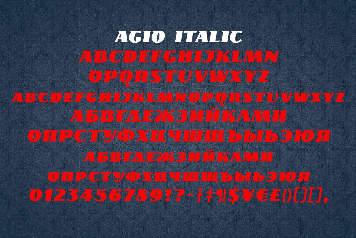 Przykład czcionki Agio Italic