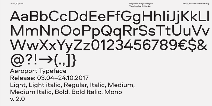 Przykład czcionki Aeroport Italic