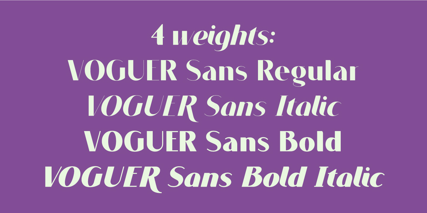 Przykład czcionki Voguer Sans Italic