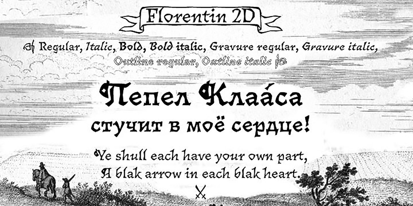 Przykład czcionki Florentin 2D Gravure-Italic