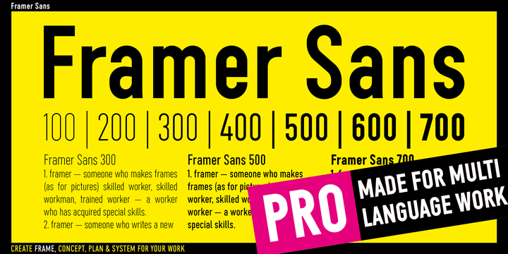 Przykład czcionki Framer Sans 300