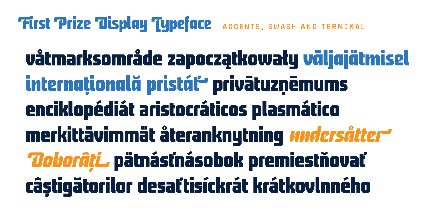 Przykład czcionki First Prize Bold Italic Italic