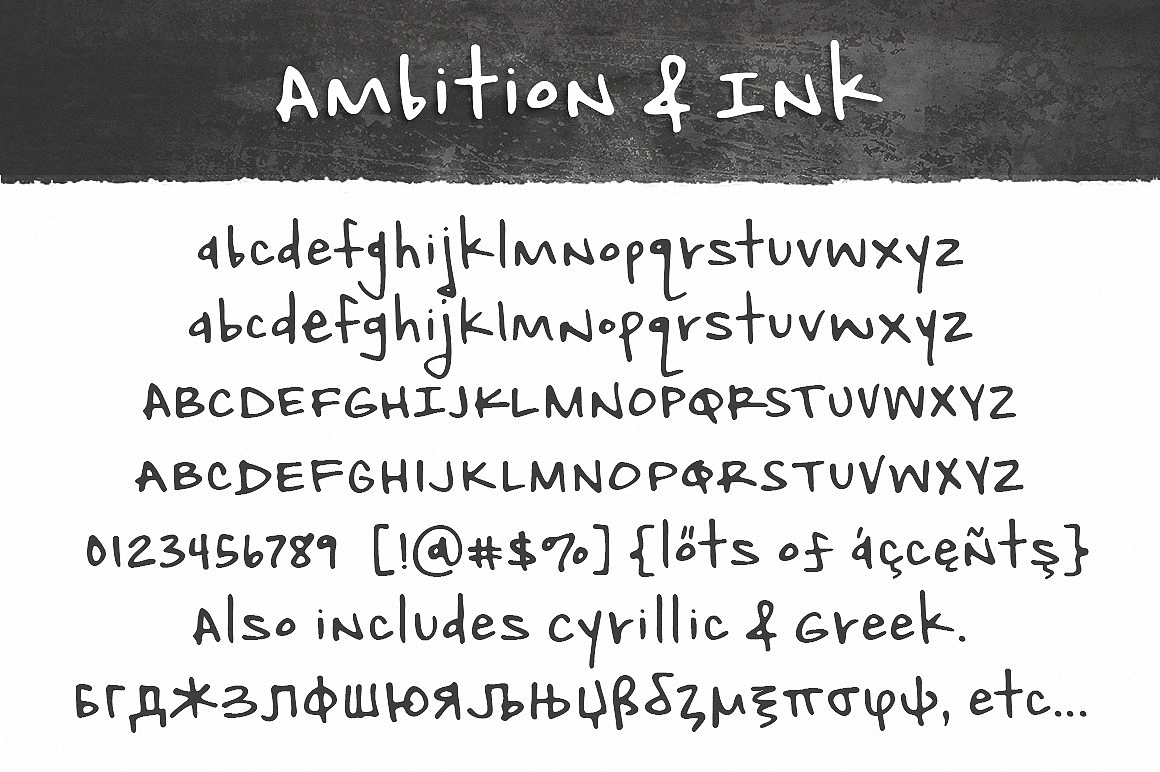 Przykład czcionki Ambition & Ink Regular