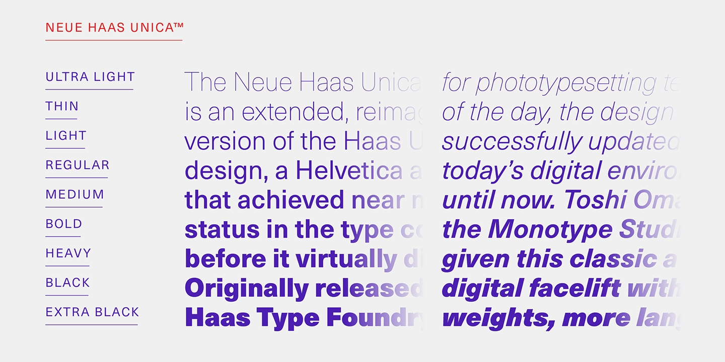 Przykład czcionki Neue Haas Unica Medium Italic