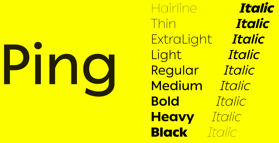 Przykład czcionki Ping Light Italic