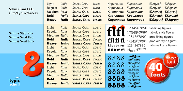 Przykład czcionki Schuss Sans PCG Italic
