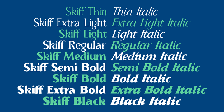 Przykład czcionki Skiff Light Italic