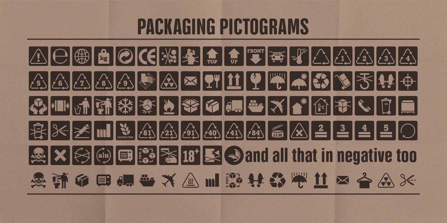 Przykład czcionki NATRON Pictograms