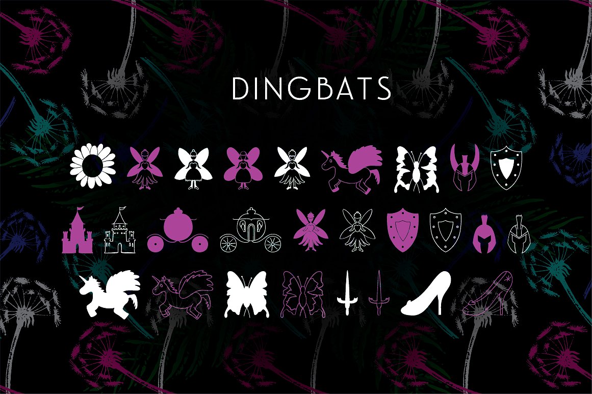 Przykład czcionki Delirio Dingbats