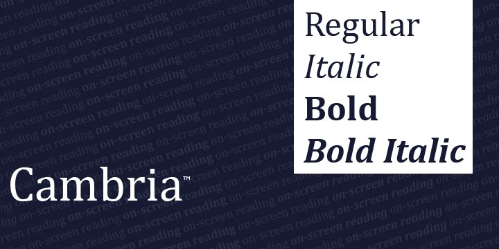 Przykład czcionki Cambria Italic
