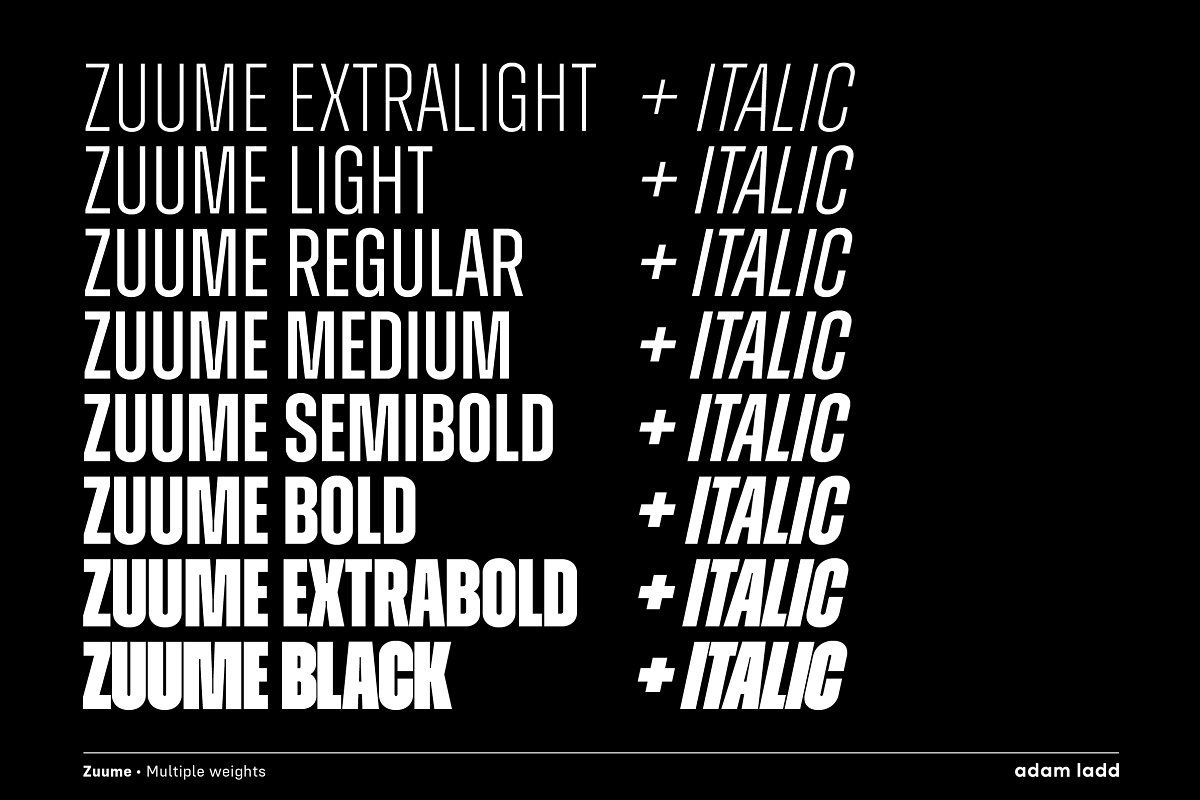 Przykład czcionki Zuume Cut Extra Light Italic