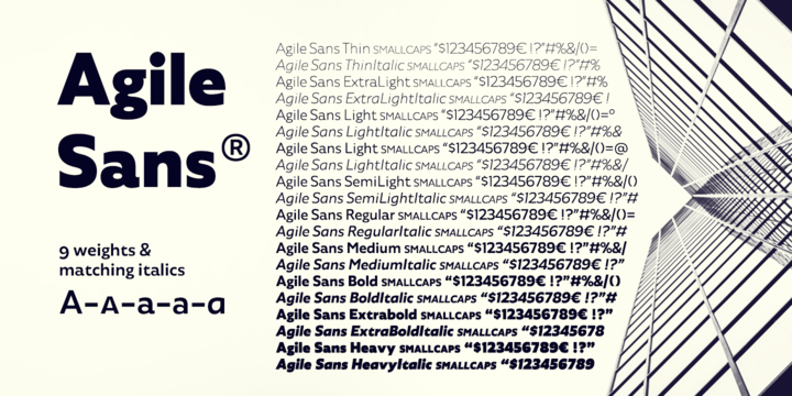 Przykład czcionki Agile Sans Semi Light Italic