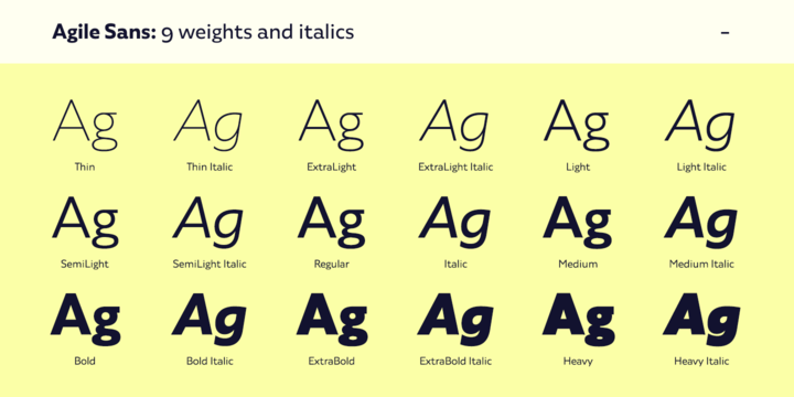 Przykład czcionki Agile Sans Regular Italic
