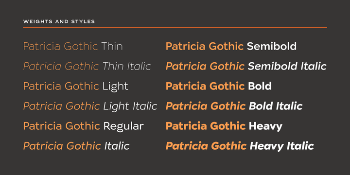 Przykład czcionki Patricia Gothic Semi Bold Italic