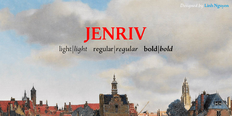Przykład czcionki Jenriv Titling Light Italic
