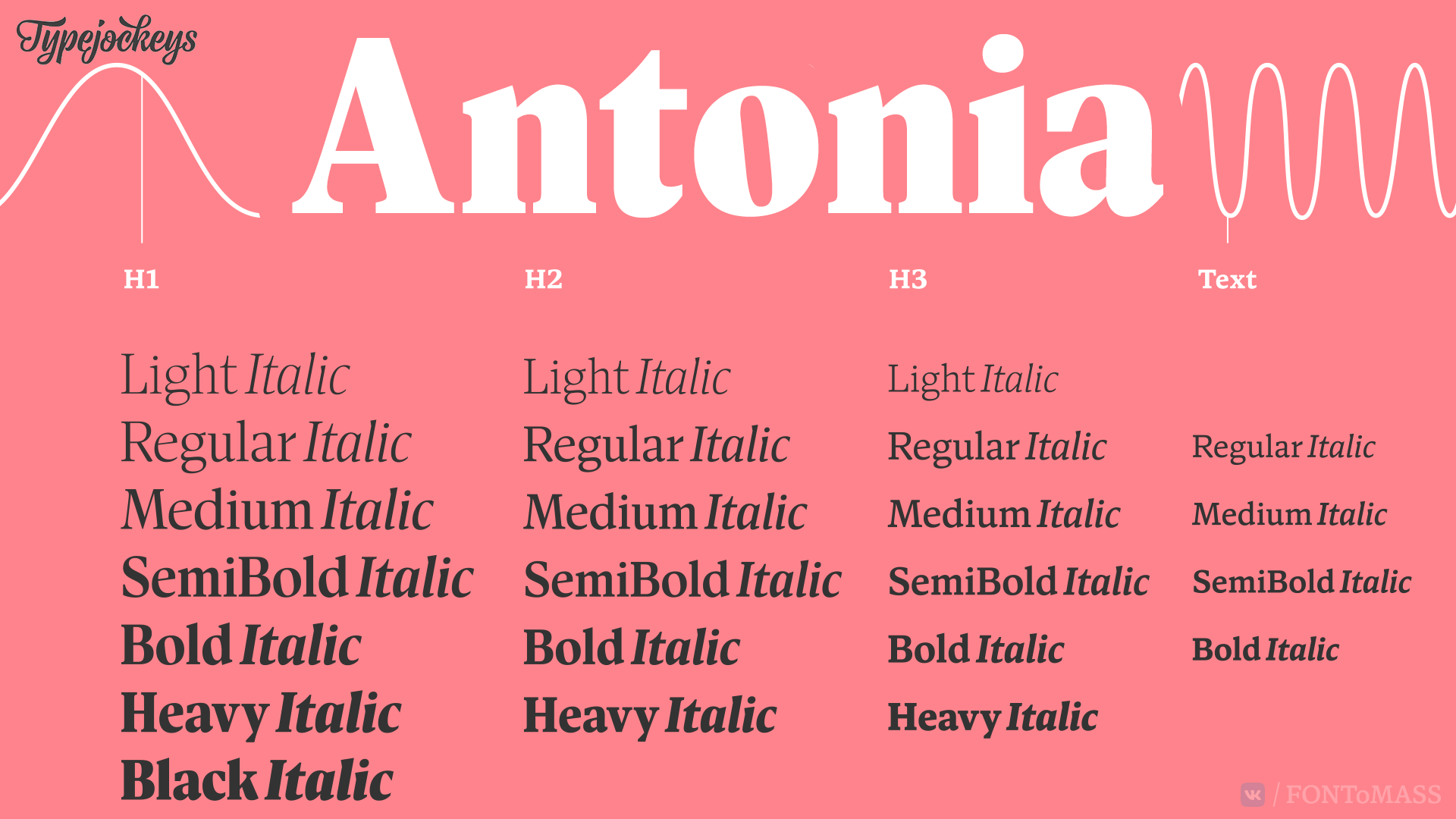 Przykład czcionki Antonia H2 Light Italic