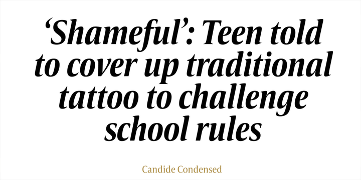 Przykład czcionki Candide Condensed Bold Italic