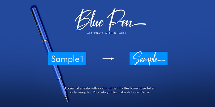 Przykład czcionki Blue Pen Regular