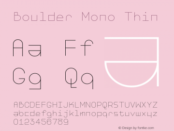 Przykład czcionki Boulder Mono Thin Italic