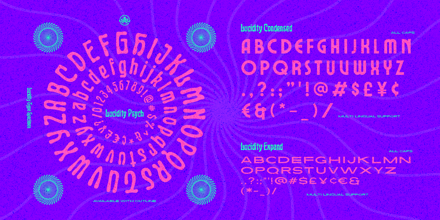 Przykład czcionki Lucidity Psych Outline