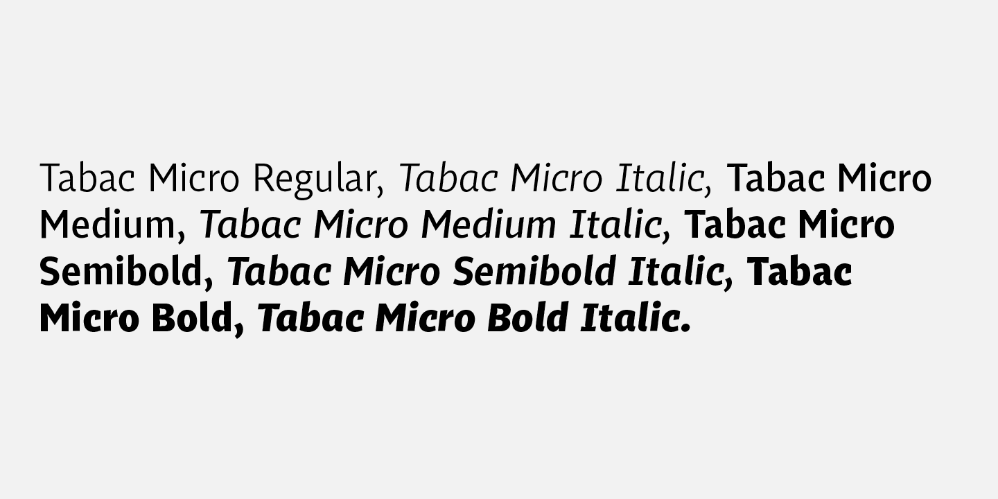Przykład czcionki Tabac Micro Italic