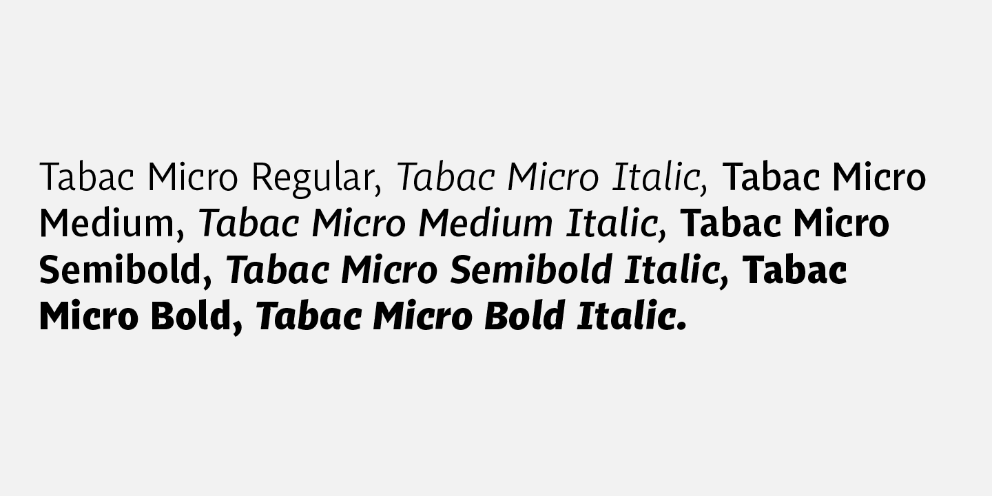 Przykład czcionki Tabac Micro SemiBold