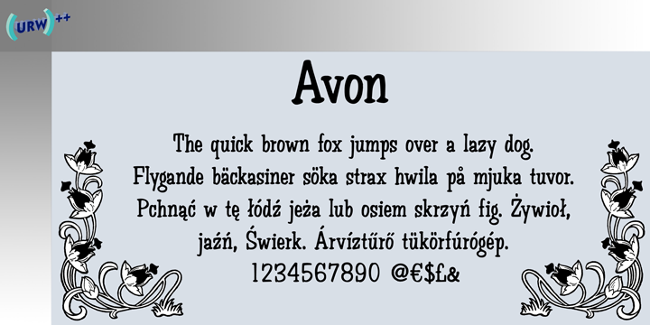 Przykład czcionki AVON Bold Italic