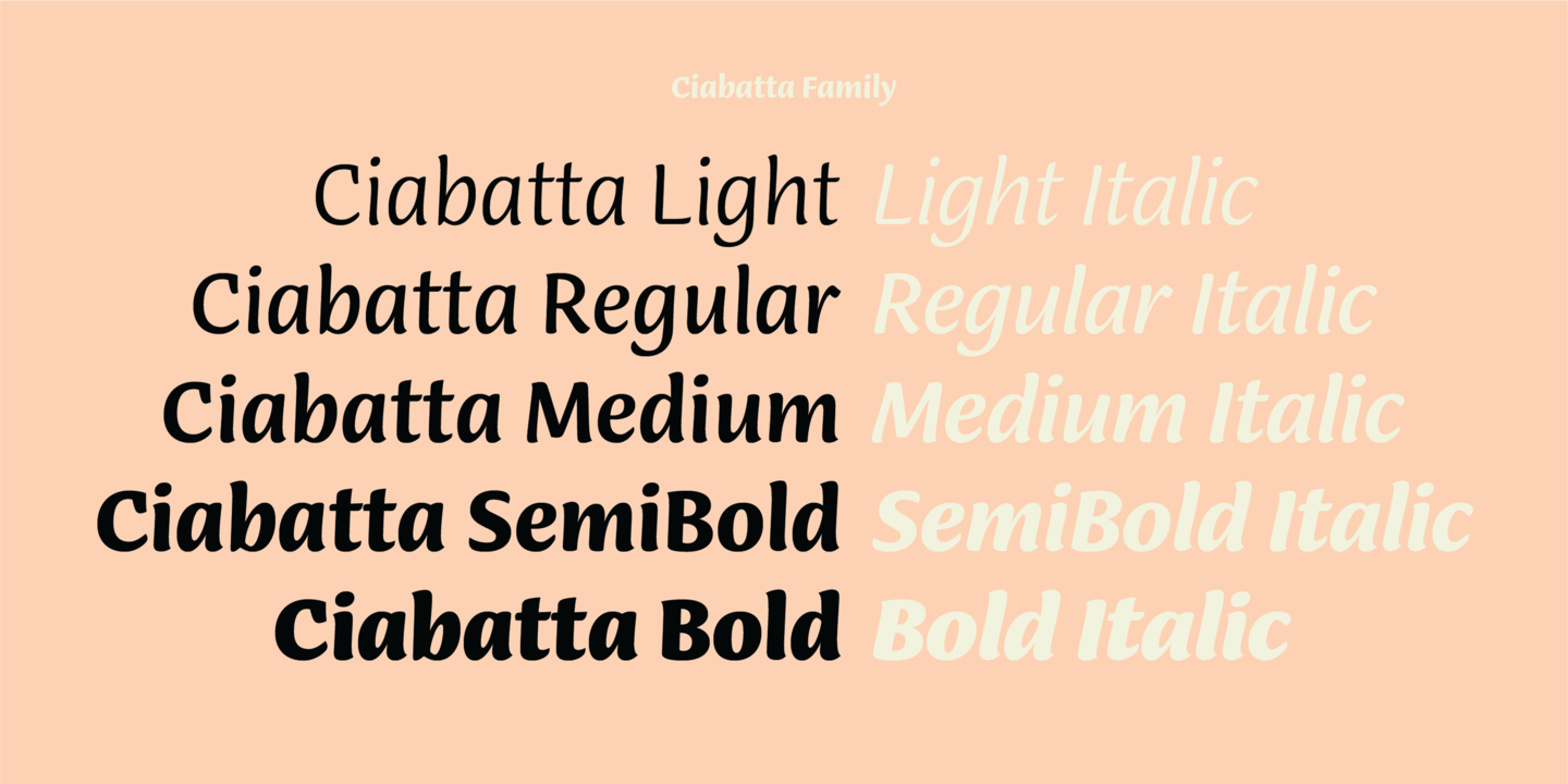 Przykład czcionki Ciabatta Regular Italic