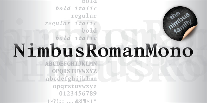 Przykład czcionki Nimbus Roman Mono Regular
