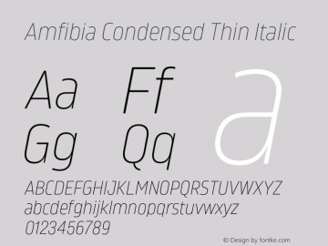 Przykład czcionki Amfibia Condensed Thin Condensed It