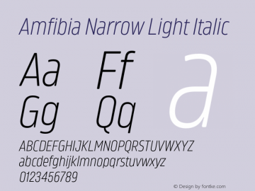 Przykład czcionki Amfibia Narrow Light Narrow Italic
