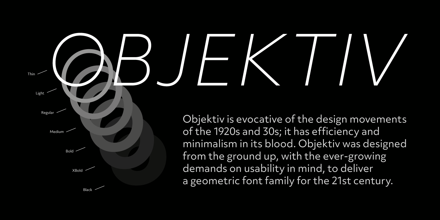 Przykład czcionki Objektiv Bold Italic