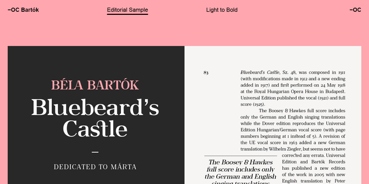 Przykład czcionki -OC Bartok Regular Oblique