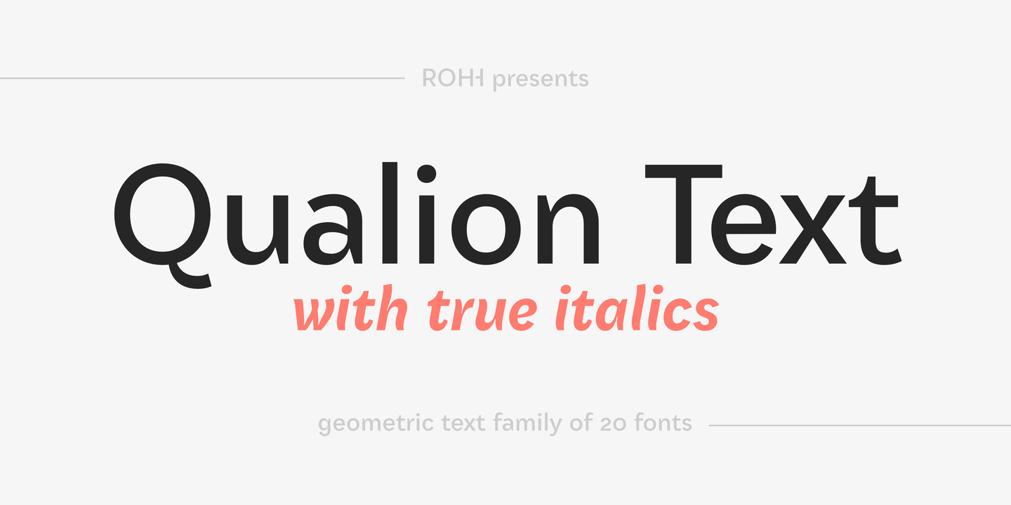 Przykład czcionki Qualion Text Light Italic