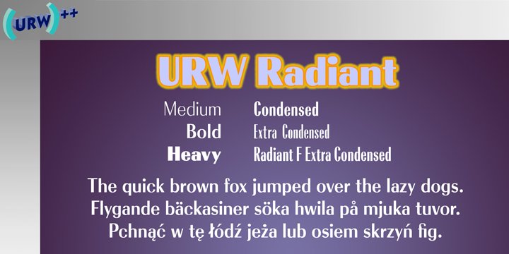 Przykład czcionki RadiantRR  Extra Bold Italic