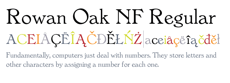 Przykład czcionki Rowan Oak NF Bold