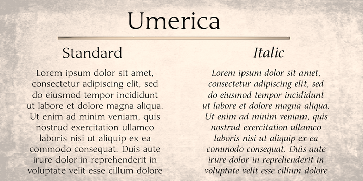 Przykład czcionki Umerica Italic