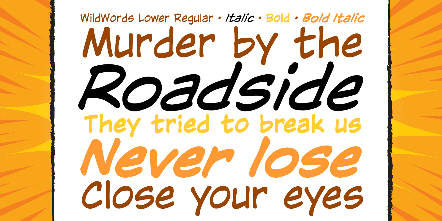 Przykład czcionki WildWords Lower Bold Italic