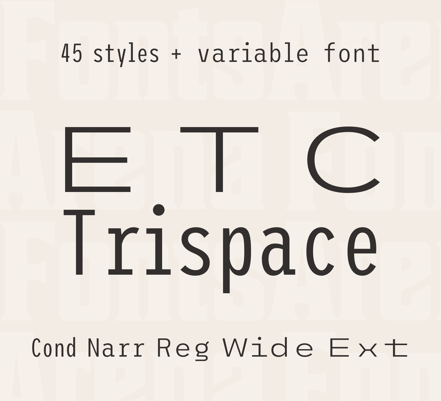 Przykład czcionki ETC Trispace Regular Condensed