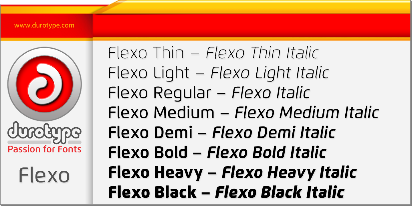 Przykład czcionki Flexo Bold Italic