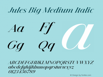 Przykład czcionki Jules Big Bold Italic