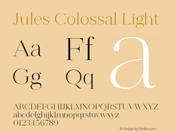 Przykład czcionki Jules Colossal Light Italic