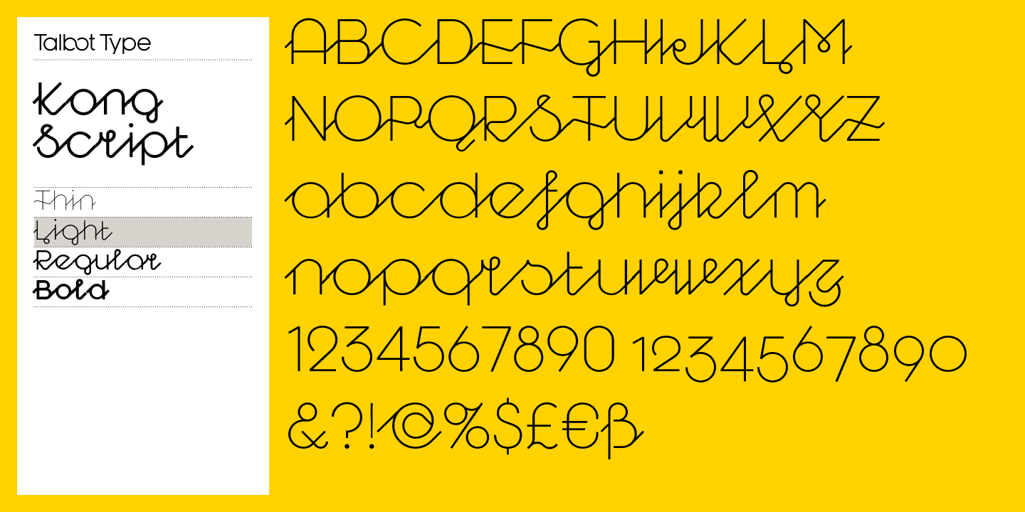 Przykład czcionki Kong Script Thin Oblique