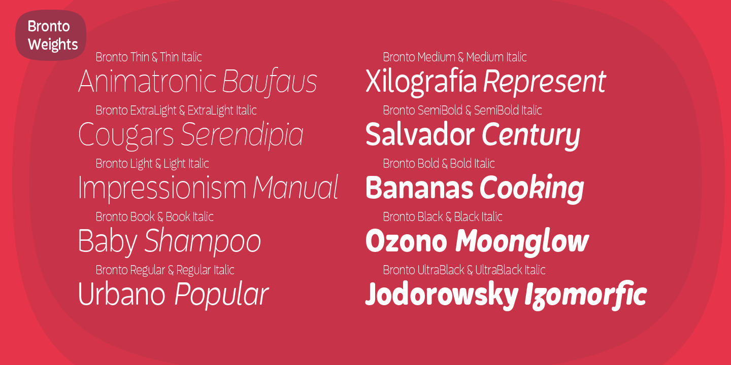 Przykład czcionki Bronto Light Italic