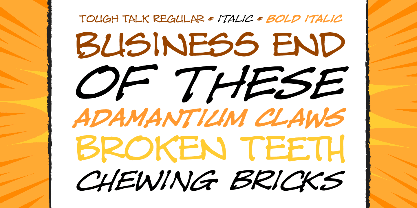 Przykład czcionki Tough Talk Bold Italic