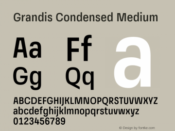 Przykład czcionki Grandis Condensed